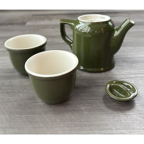 Hall Vintage Washington Individual Coffee Pot Lid Mug Set Forest Green - Picture 1 of 7